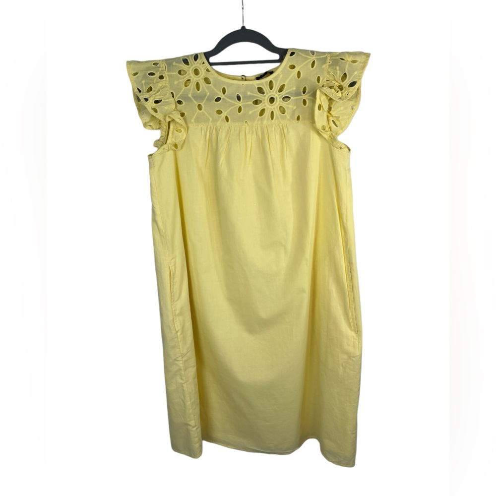 Ann Taylor yellow eyelet ruffle‎ sleeve dress size 2